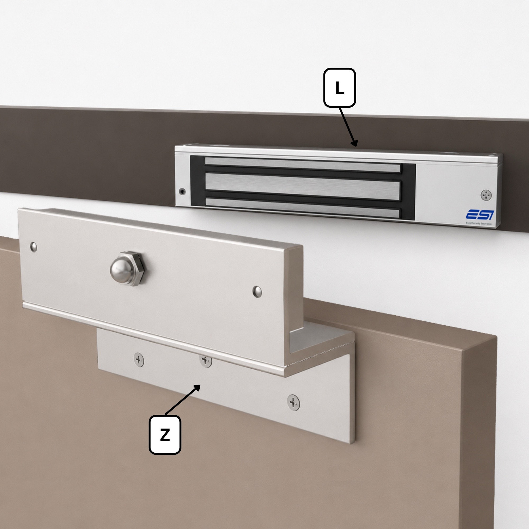 ZL-850 Z & L Bracket for 800 Maglock - installation example